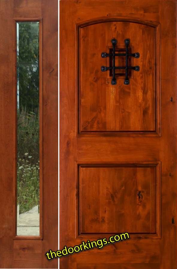 sw76 knotty alder wood door with one  bevel sidelite